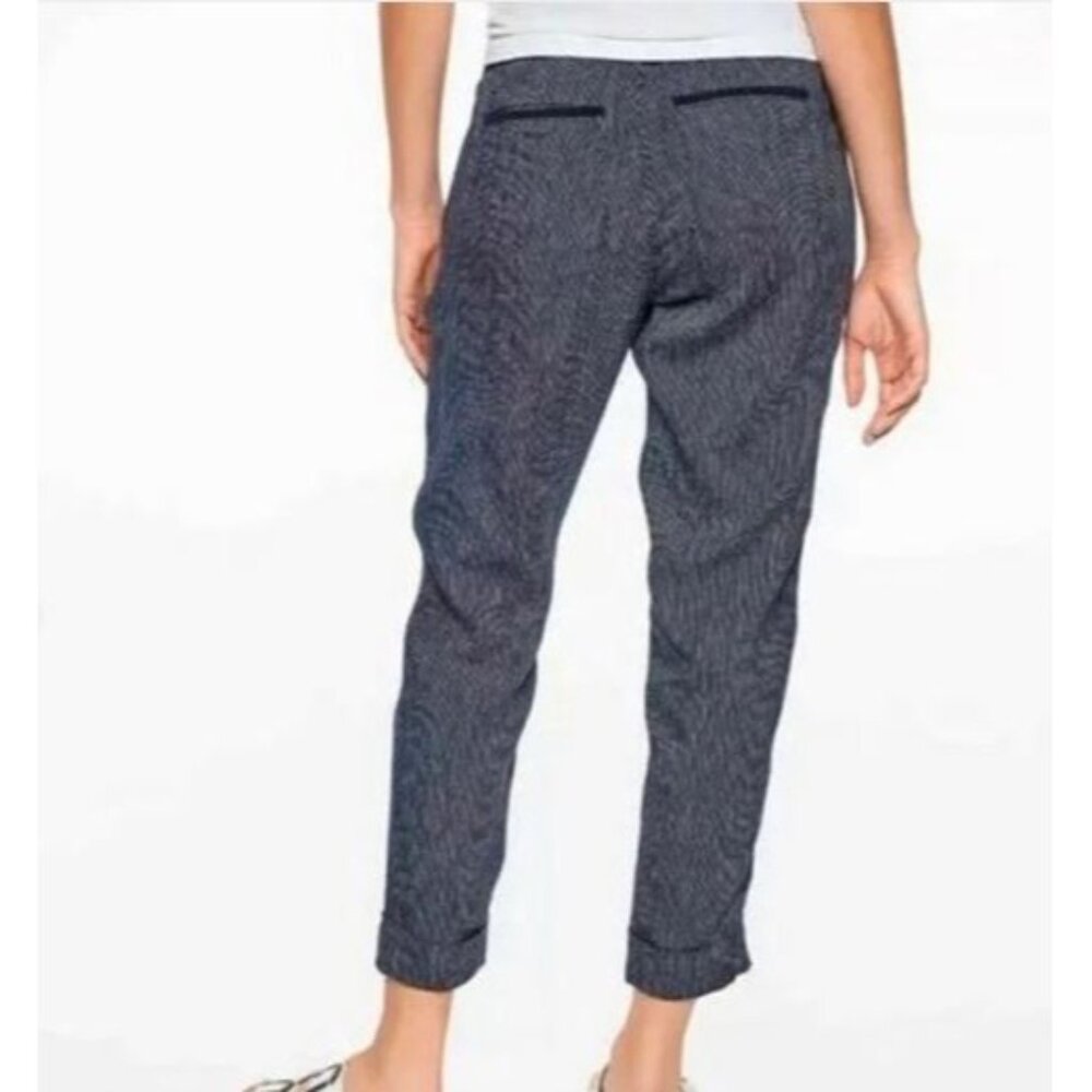 Athleta Women's Bali Navy Blue Linen Striped Bali Crop Pants Size 4 1678 - Picture 11 of 14
